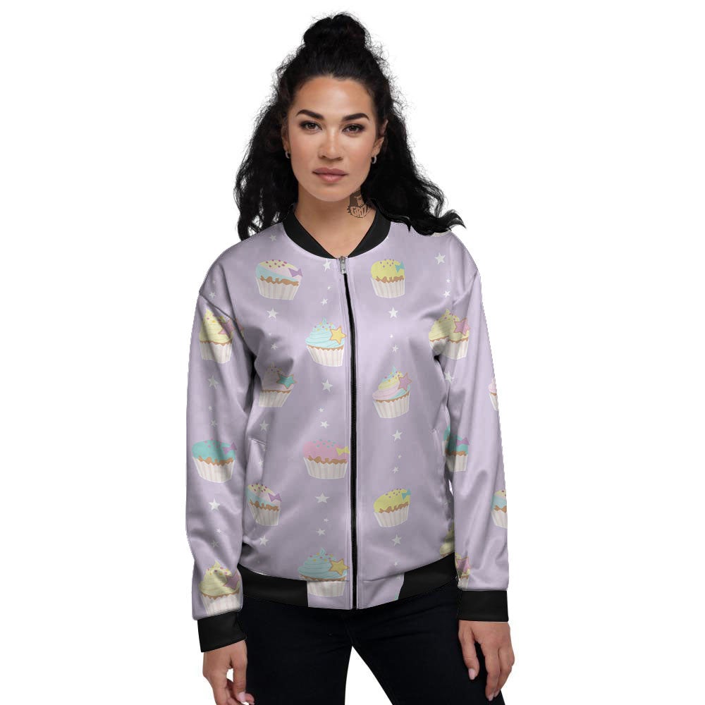 Cupcake Pastel Print Pattern Women's Bomber Jacket-grizzshop
