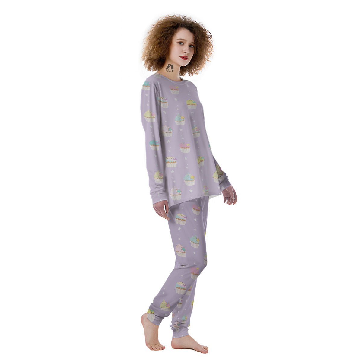 Cupcake Pastel Print Pattern Women's Pajamas-grizzshop