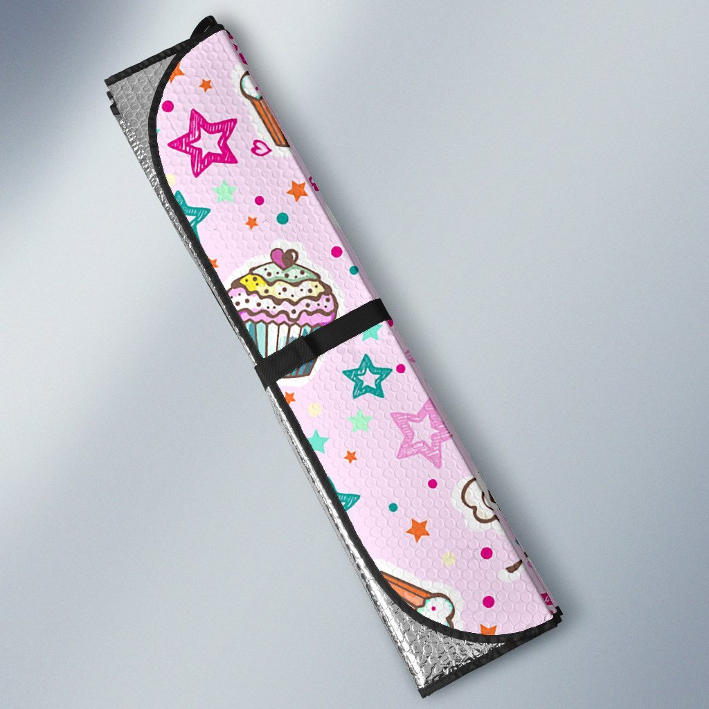 Cupcake Pattern Print Car Sun Shade-grizzshop