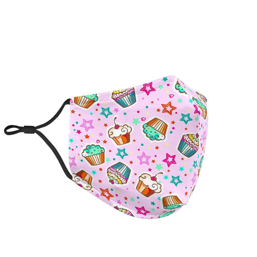 Cupcake Pattern Print Face Mask-grizzshop