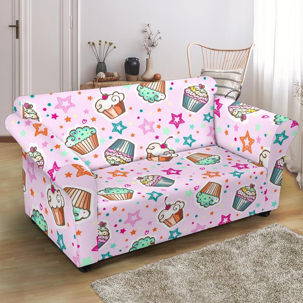 Cupcake Pattern Print Loveseat Cover-grizzshop