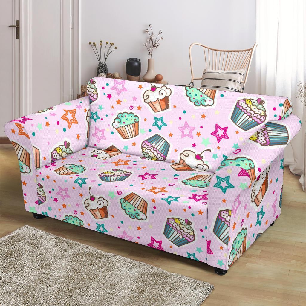 Cupcake Pattern Print Loveseat Cover-grizzshop