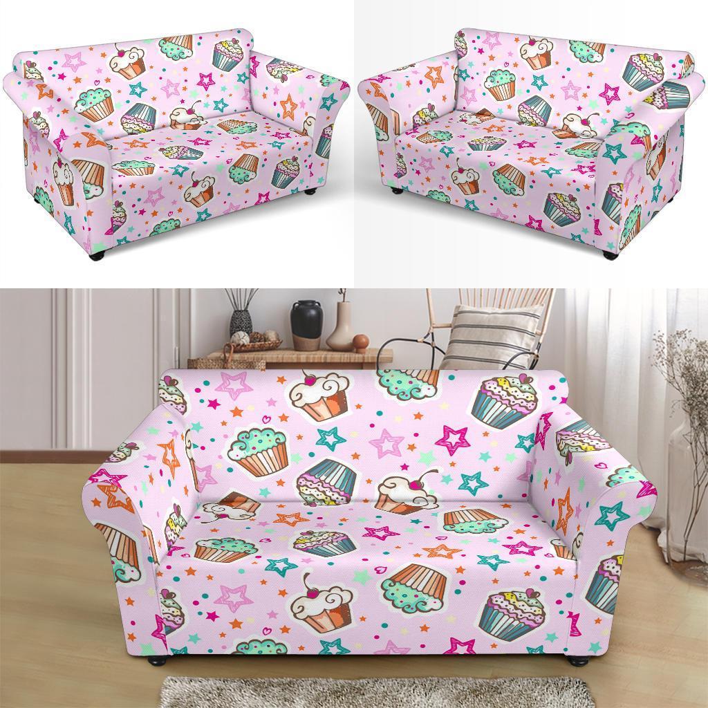 Cupcake Pattern Print Loveseat Cover-grizzshop