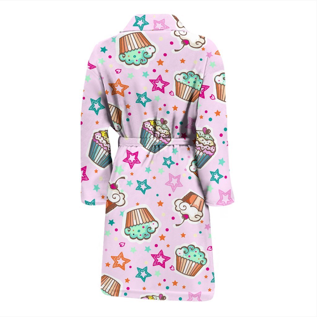 Cupcake Pattern Print Men Long Robe-grizzshop