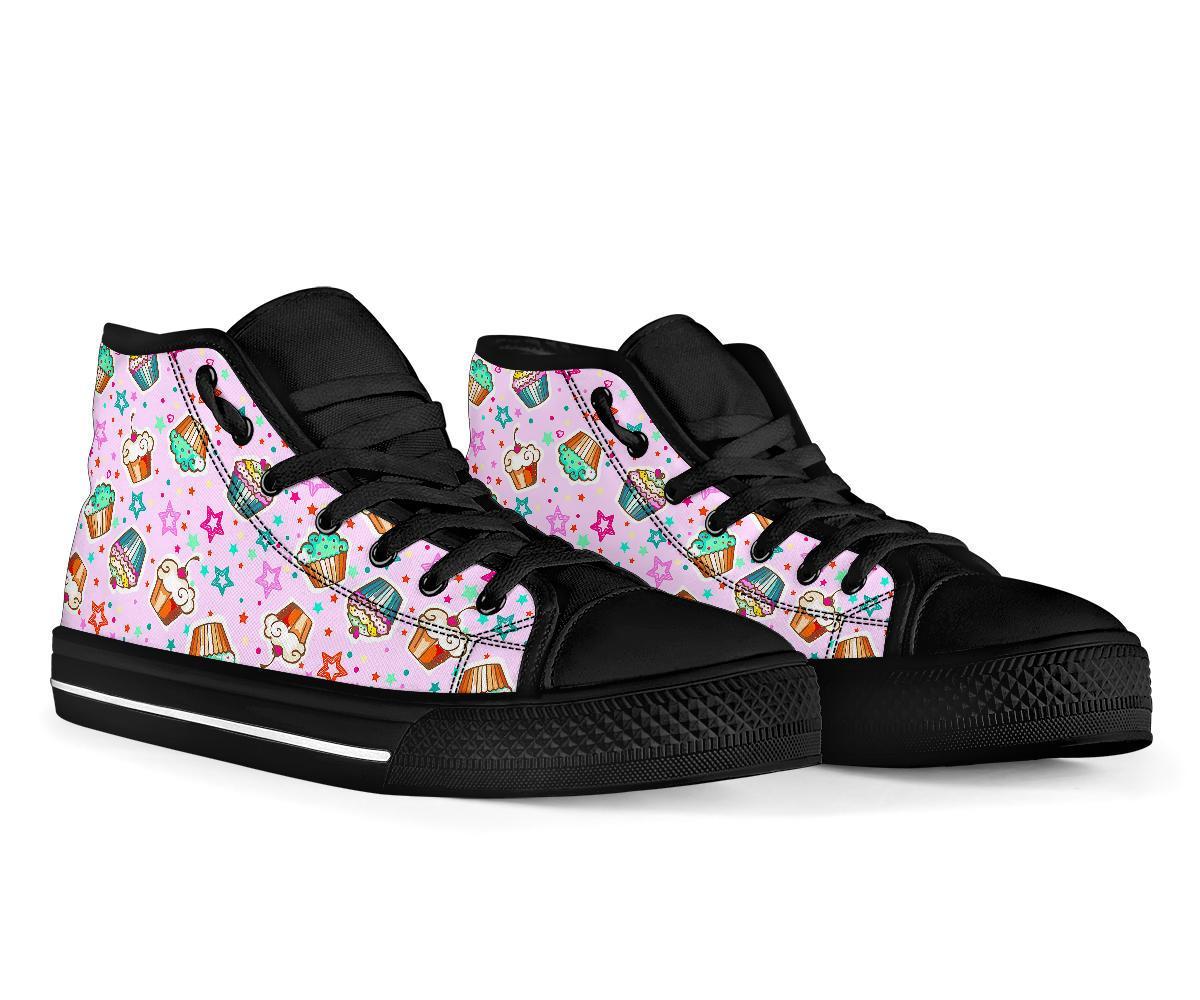 Cupcake Pattern Print Men Women's High Top Shoes-grizzshop