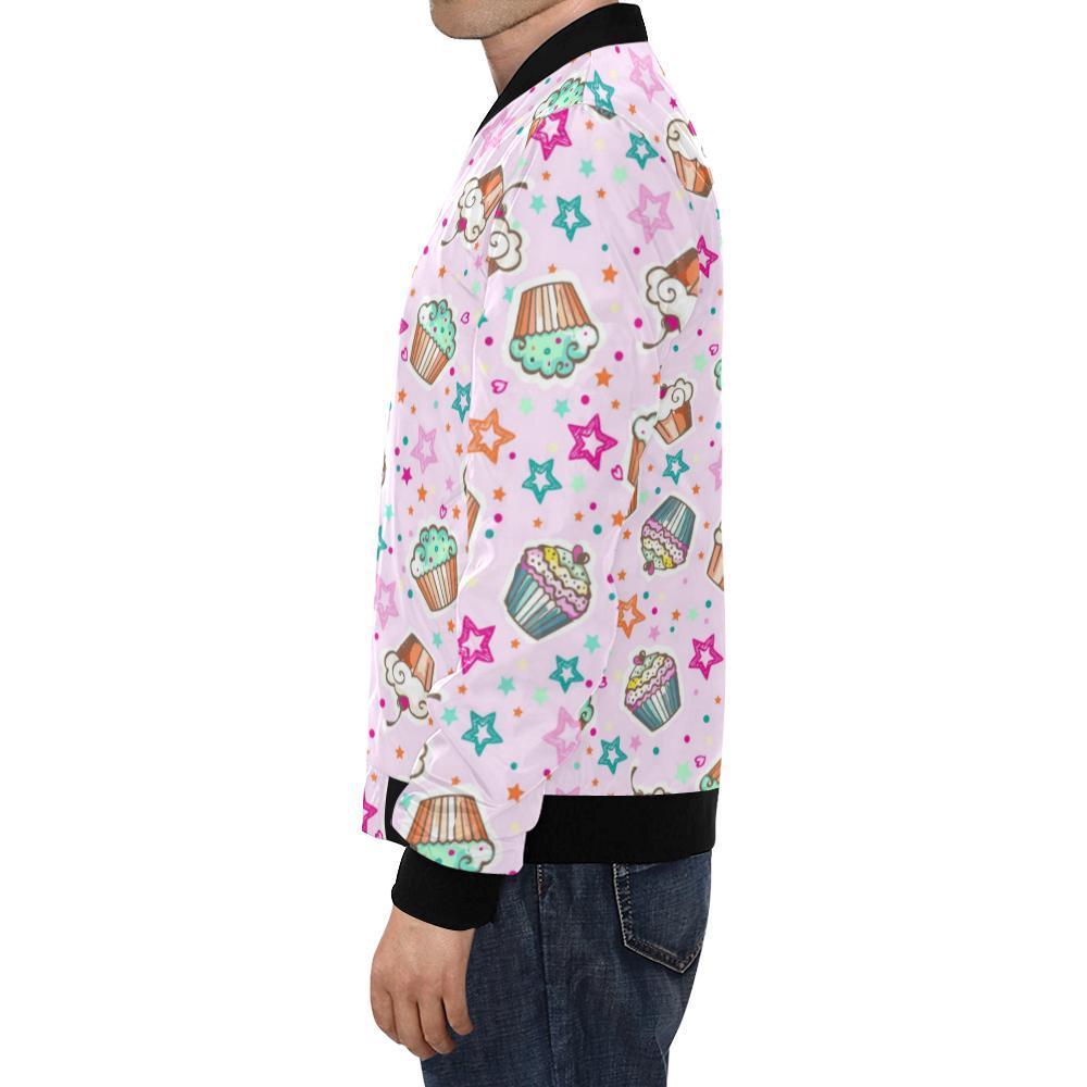 Cupcake Pattern Print Men's Bomber Jacket-grizzshop