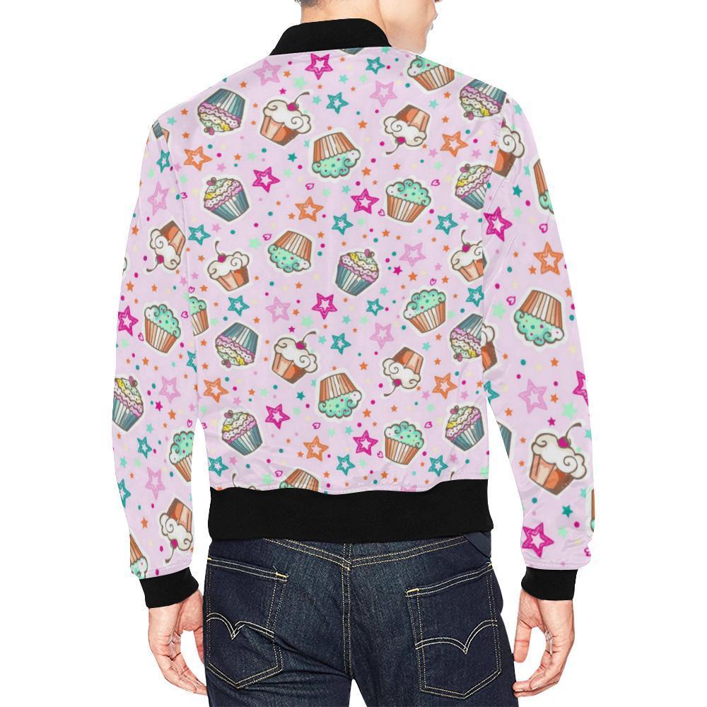 Cupcake Pattern Print Men's Bomber Jacket-grizzshop