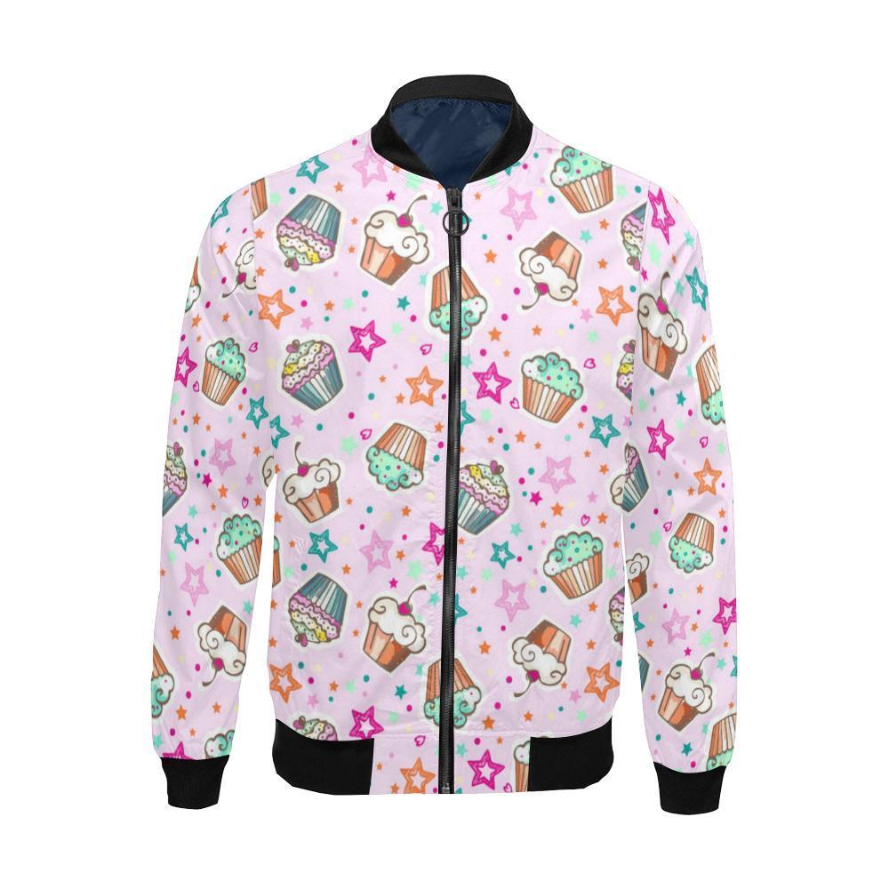 Cupcake Pattern Print Men's Bomber Jacket-grizzshop