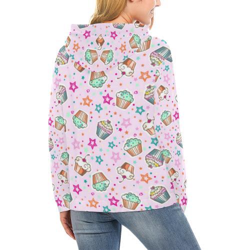 Cupcake Pattern Print Women Pullover Hoodie-grizzshop