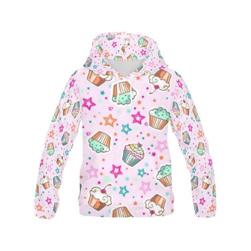 Cupcake Pattern Print Women Pullover Hoodie-grizzshop