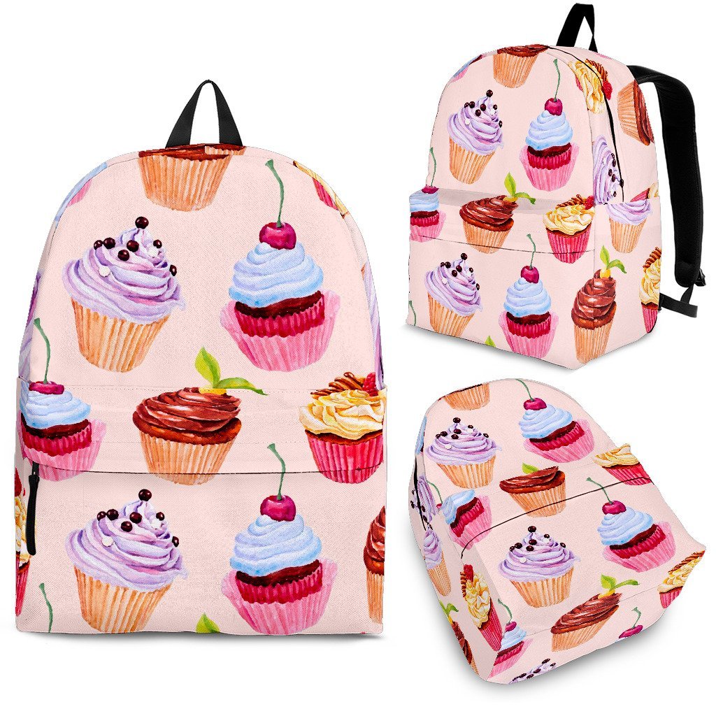 Cupcake Pink Pattern Print Backpack-grizzshop