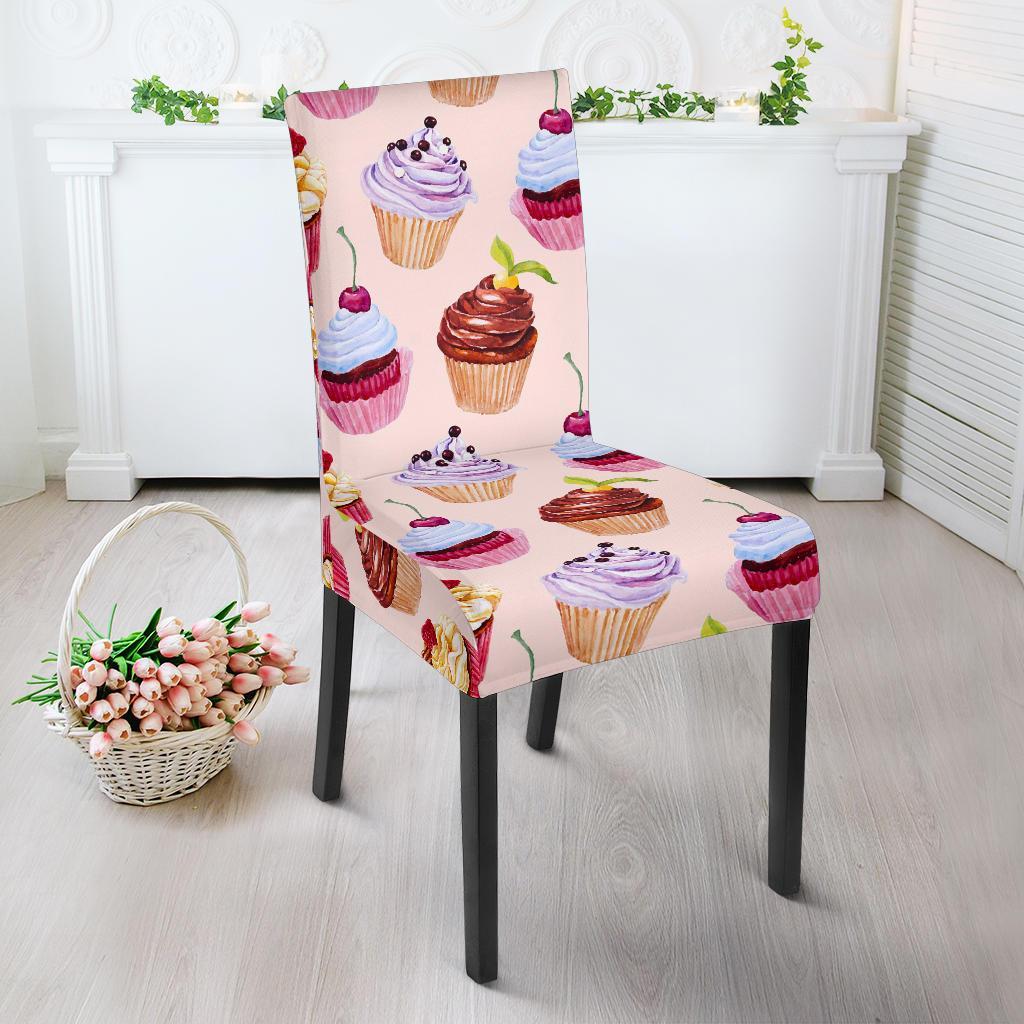 Cupcake Pink Pattern Print Chair Cover-grizzshop