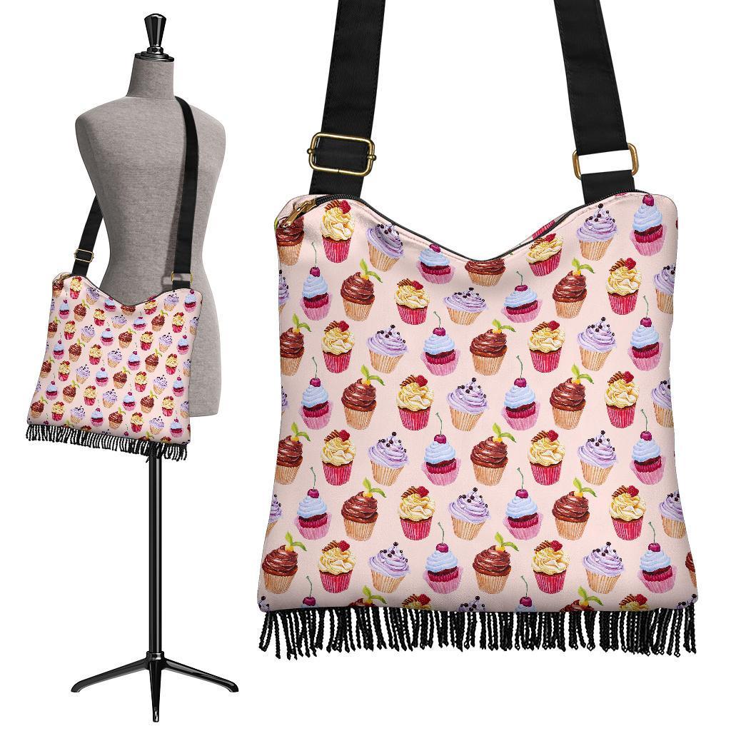 Cupcake Pink Pattern Print Crossbody Bags-grizzshop