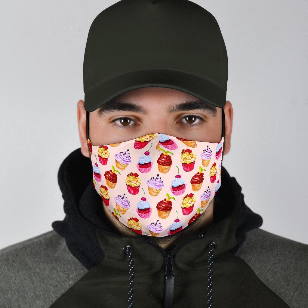 Cupcake Pink Pattern Print Face Mask-grizzshop