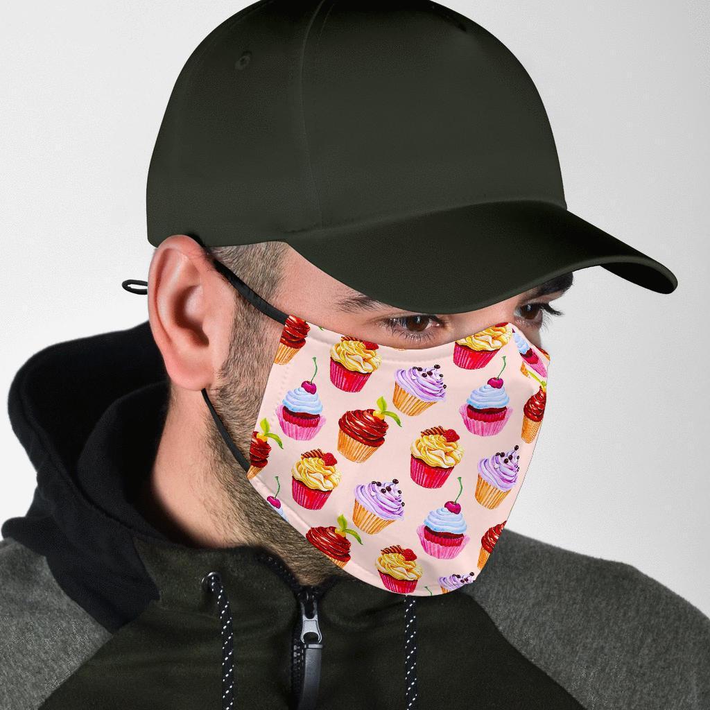 Cupcake Pink Pattern Print Face Mask-grizzshop