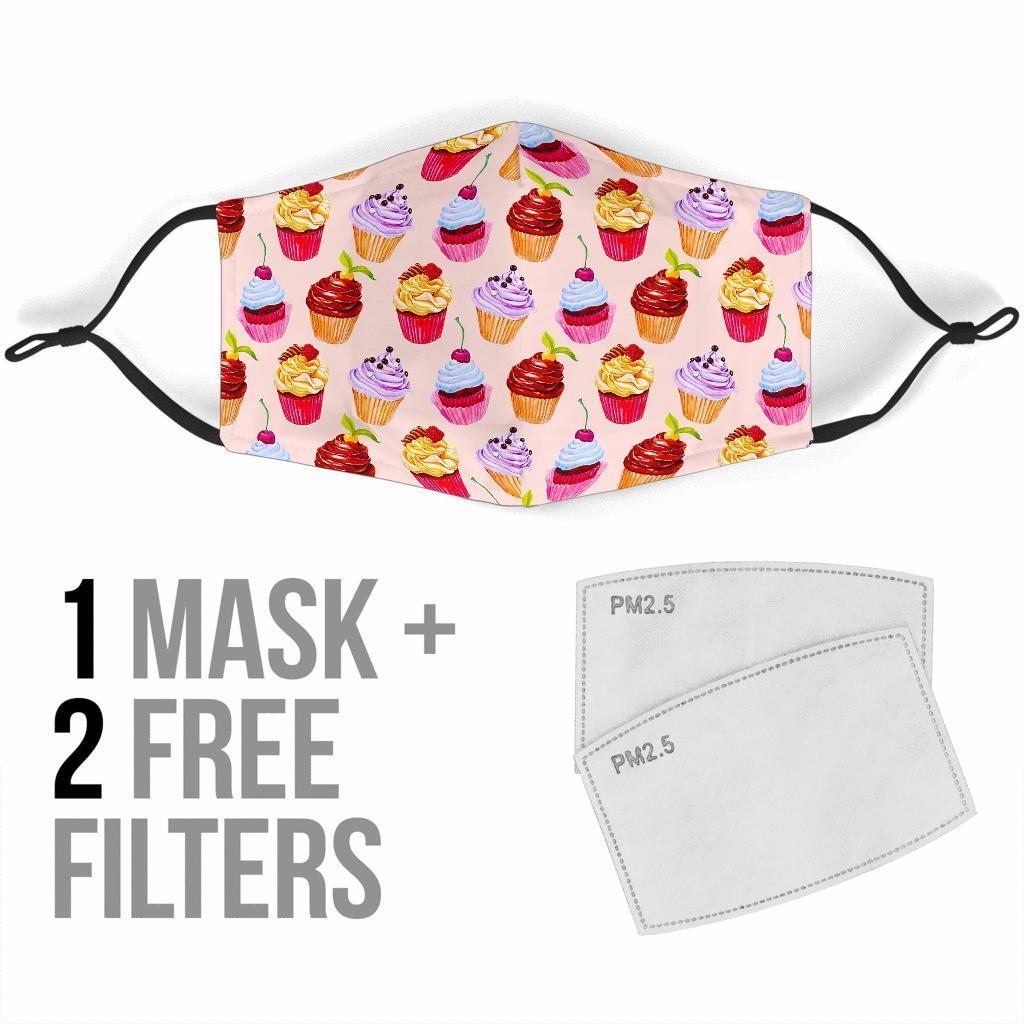 Cupcake Pink Pattern Print Face Mask-grizzshop