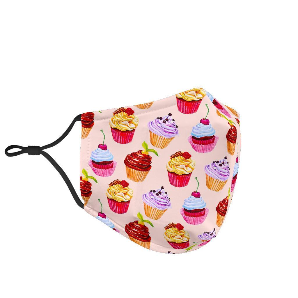 Cupcake Pink Pattern Print Face Mask-grizzshop