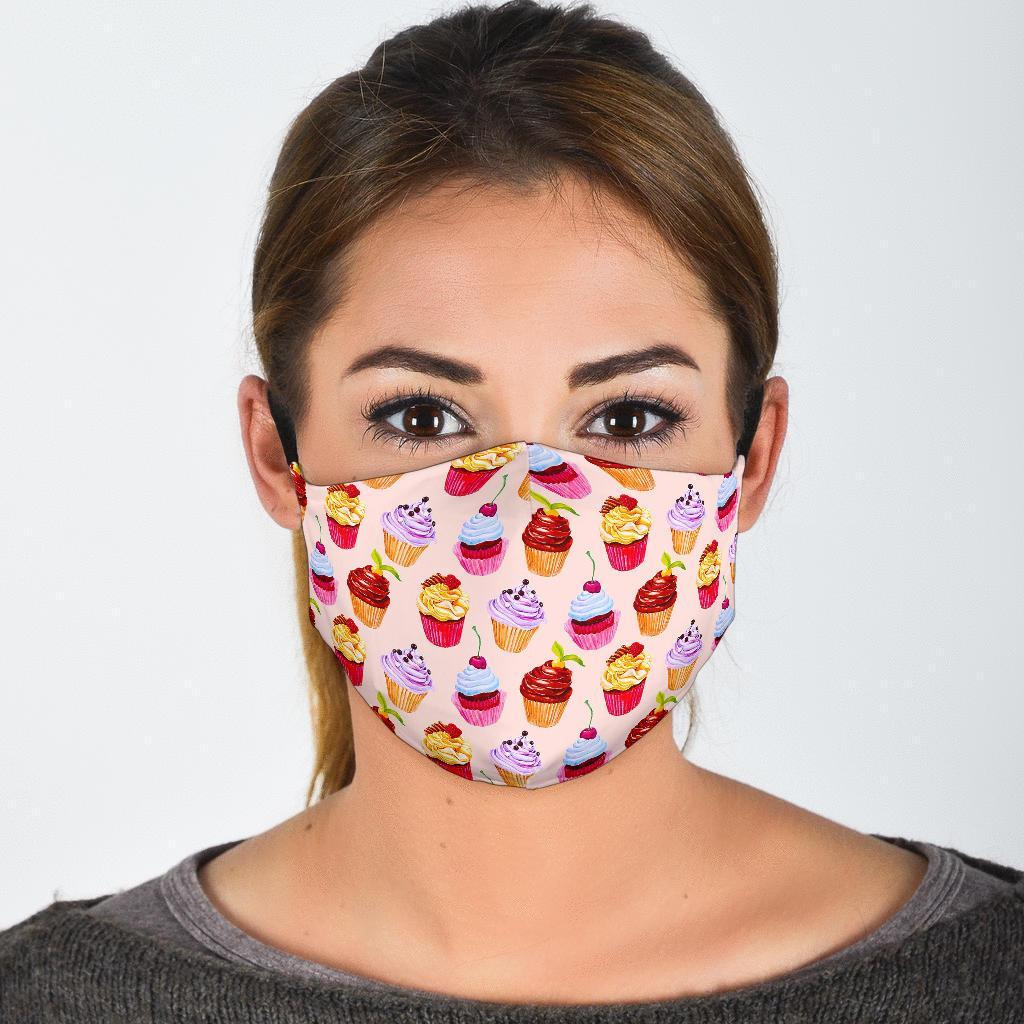 Cupcake Pink Pattern Print Face Mask-grizzshop