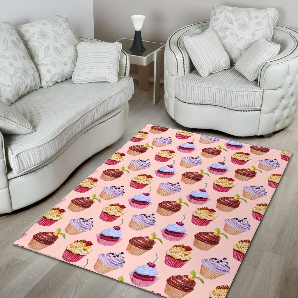 Cupcake Pink Pattern Print Floor Mat-grizzshop