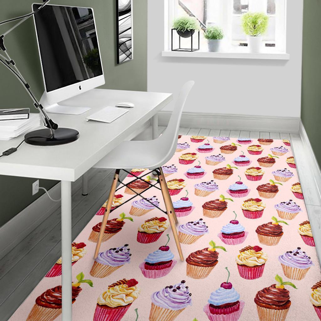 Cupcake Pink Pattern Print Floor Mat-grizzshop