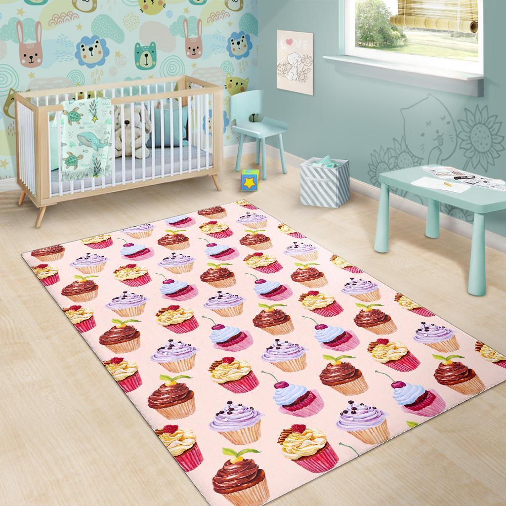 Cupcake Pink Pattern Print Floor Mat-grizzshop