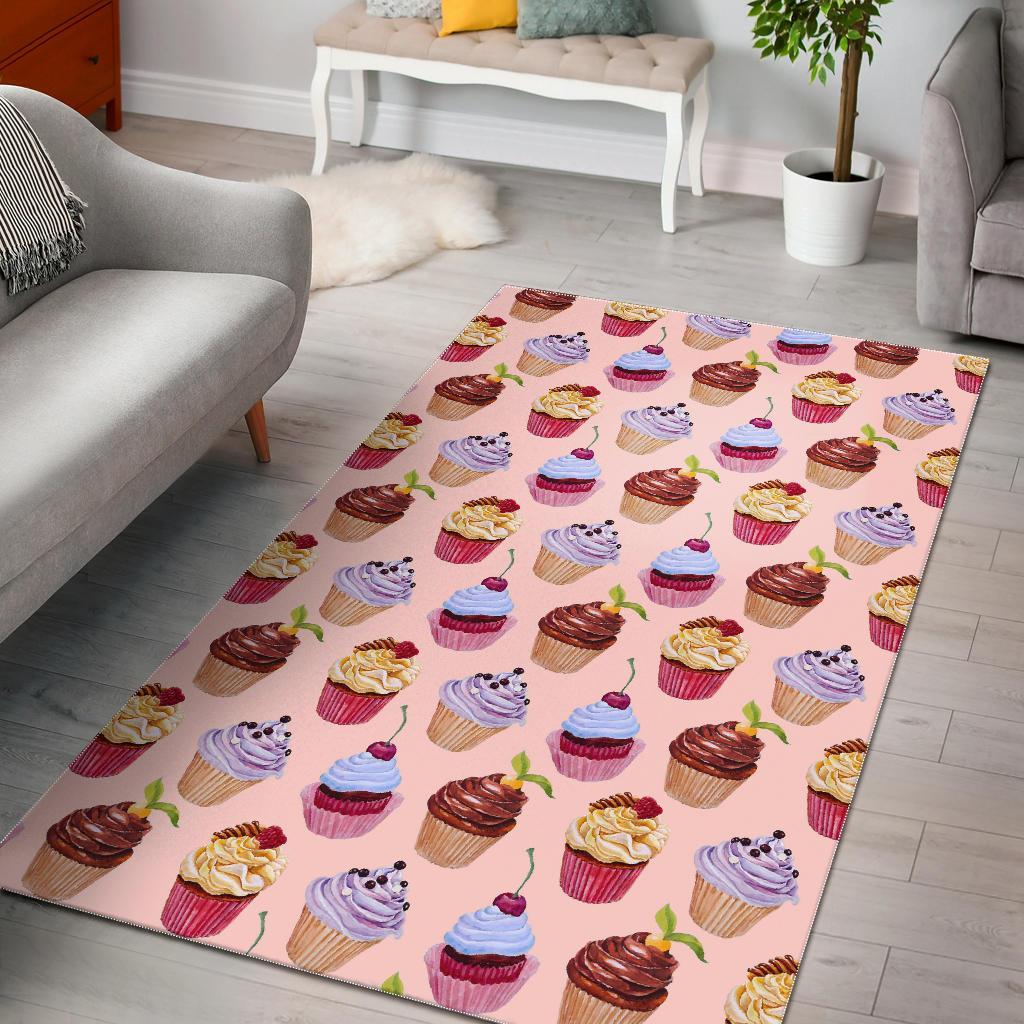 Cupcake Pink Pattern Print Floor Mat-grizzshop