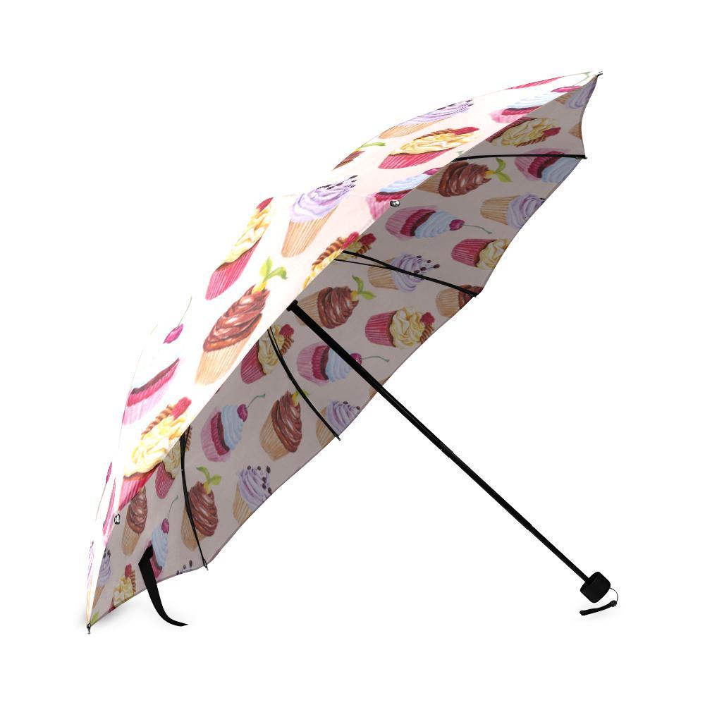 Cupcake Pink Pattern Print Foldable Umbrella-grizzshop