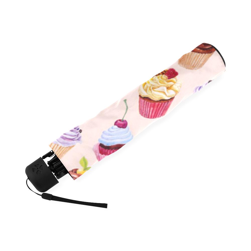 Cupcake Pink Pattern Print Foldable Umbrella-grizzshop