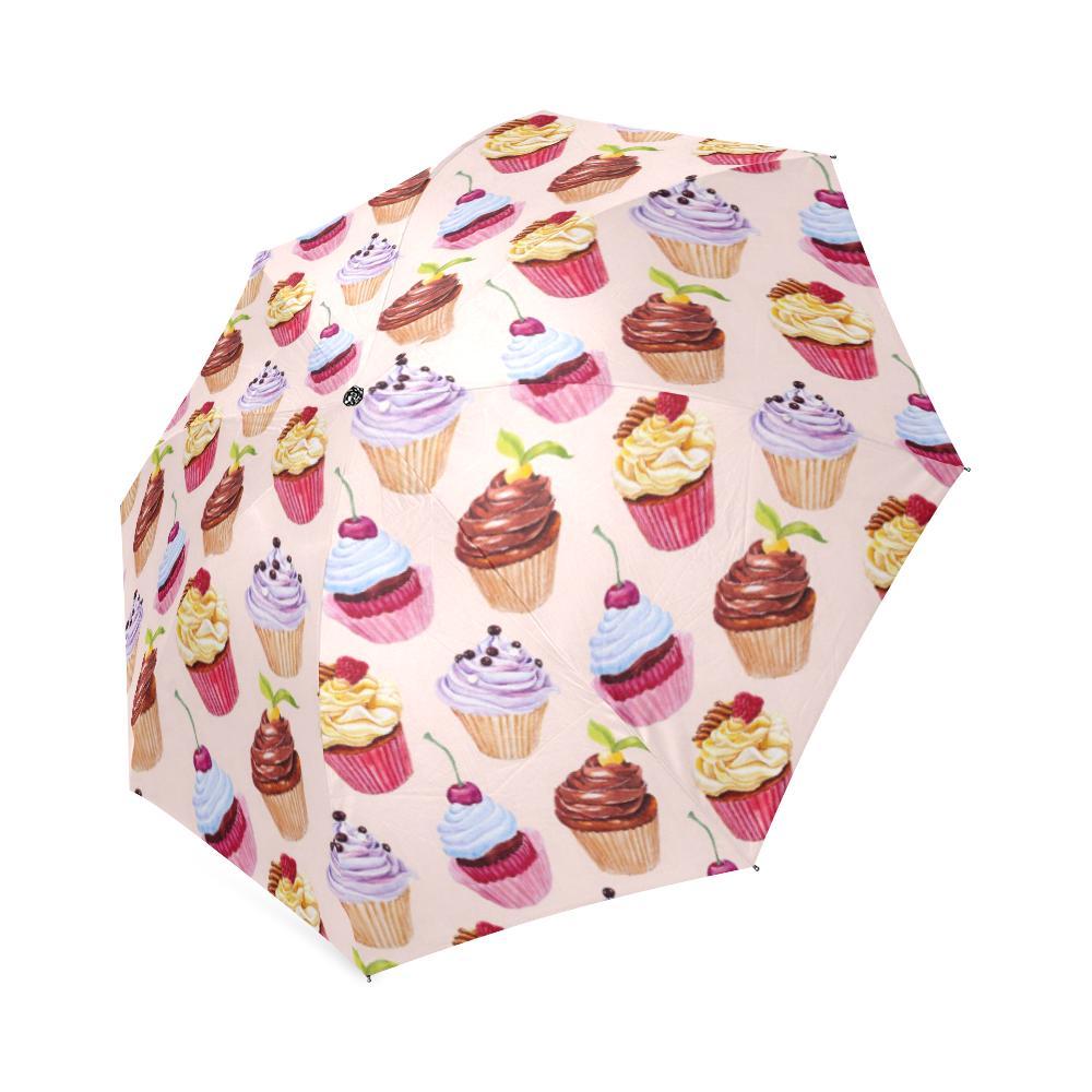 Cupcake Pink Pattern Print Foldable Umbrella-grizzshop