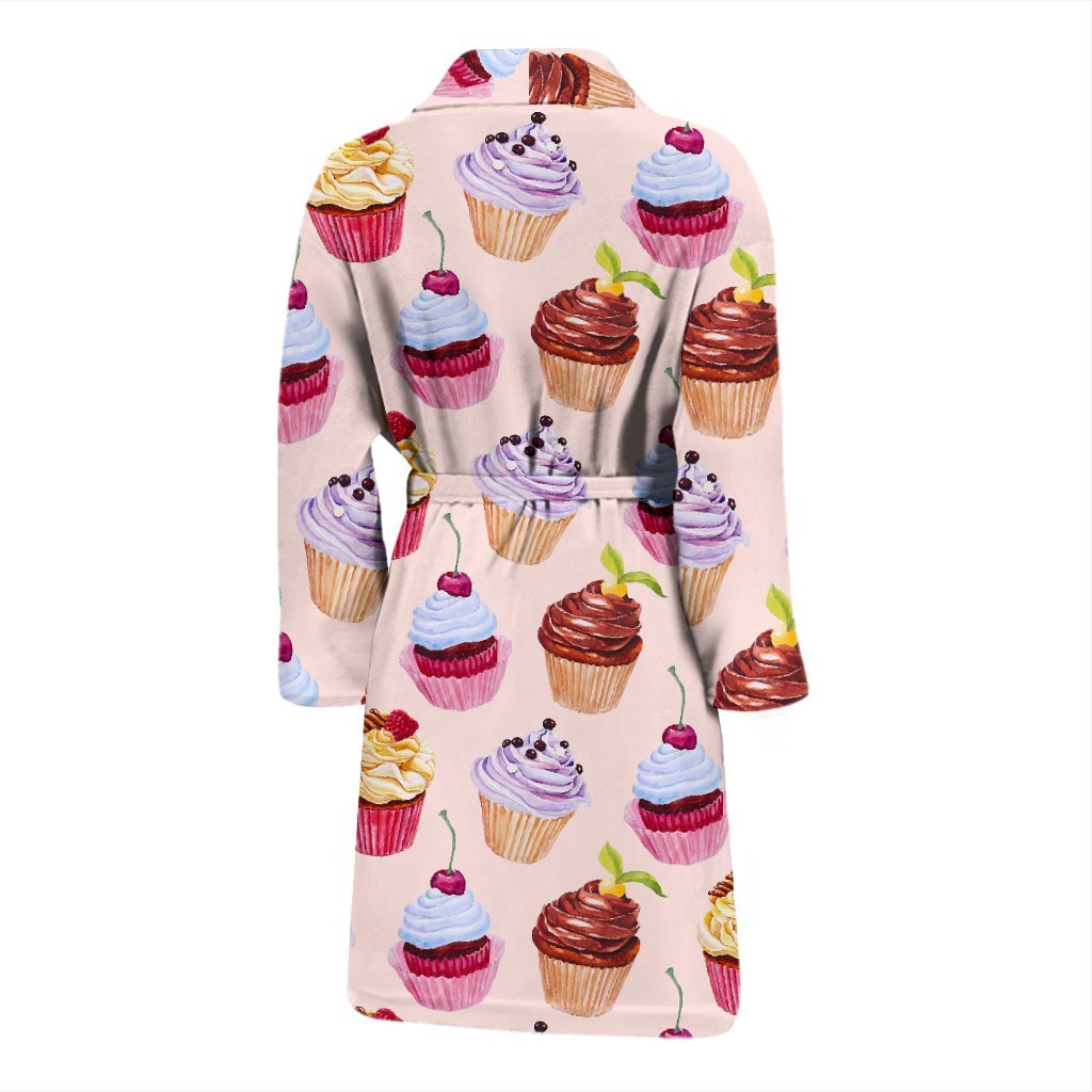 Cupcake Pink Pattern Print Men Long Robe-grizzshop