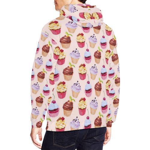 Cupcake Pink Pattern Print Men Pullover Hoodie-grizzshop