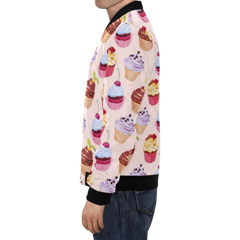 Cupcake Pink Pattern Print Men's Bomber Jacket-grizzshop