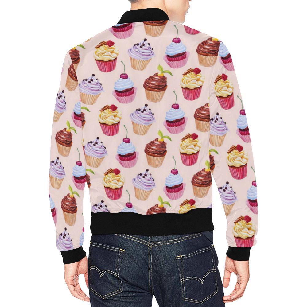 Cupcake Pink Pattern Print Men's Bomber Jacket-grizzshop