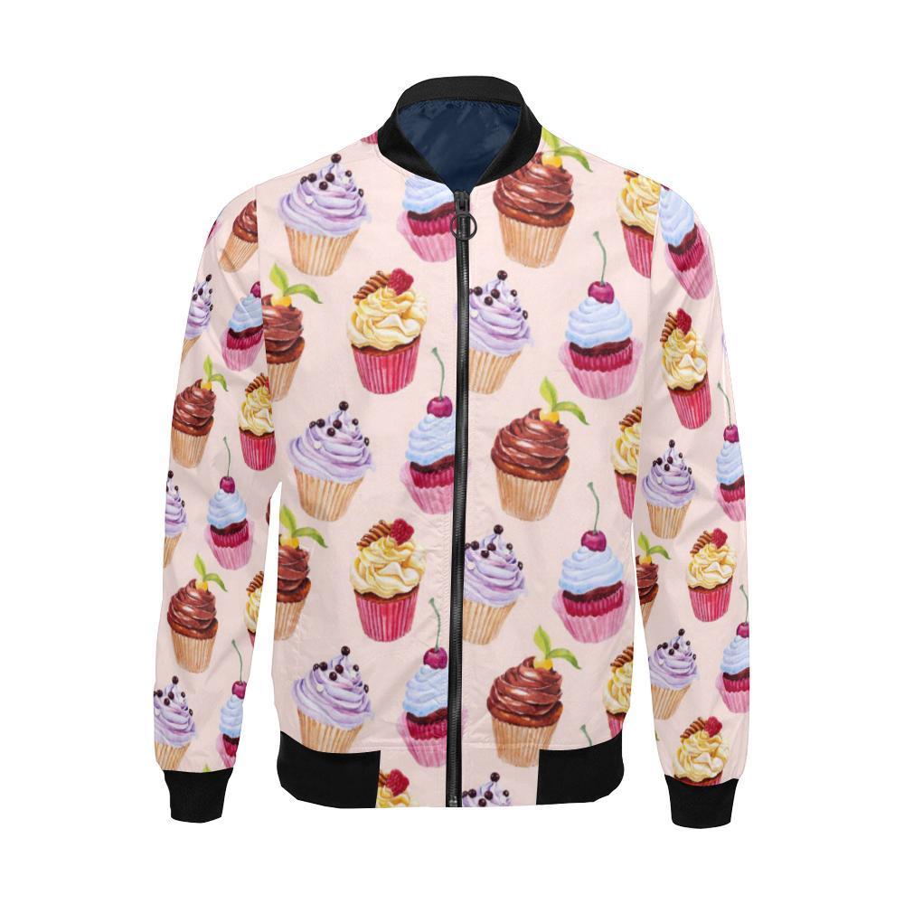 Cupcake Pink Pattern Print Men's Bomber Jacket-grizzshop