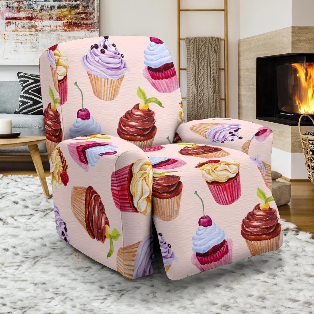 Cupcake Pink Pattern Print Recliner Cover-grizzshop