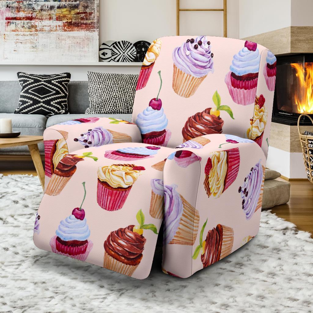 Cupcake Pink Pattern Print Recliner Cover-grizzshop