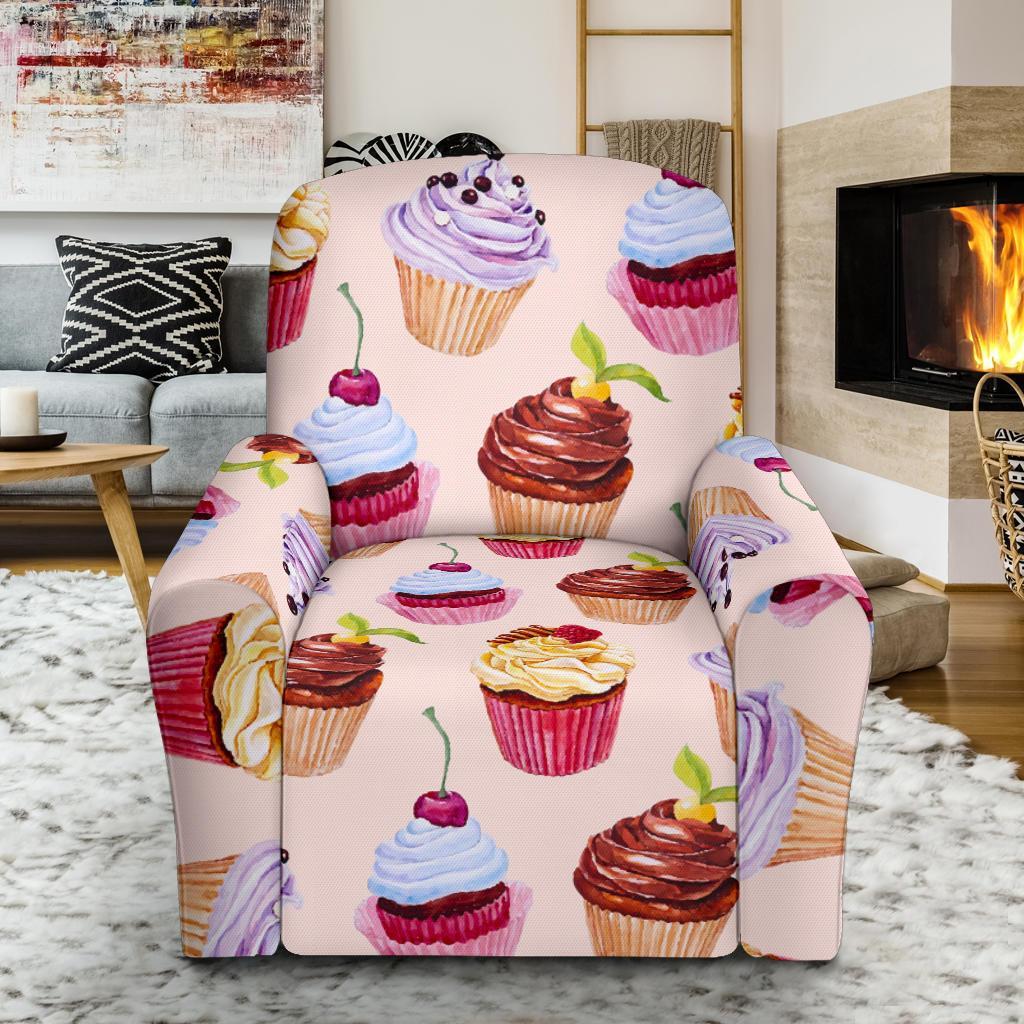 Cupcake Pink Pattern Print Recliner Cover-grizzshop