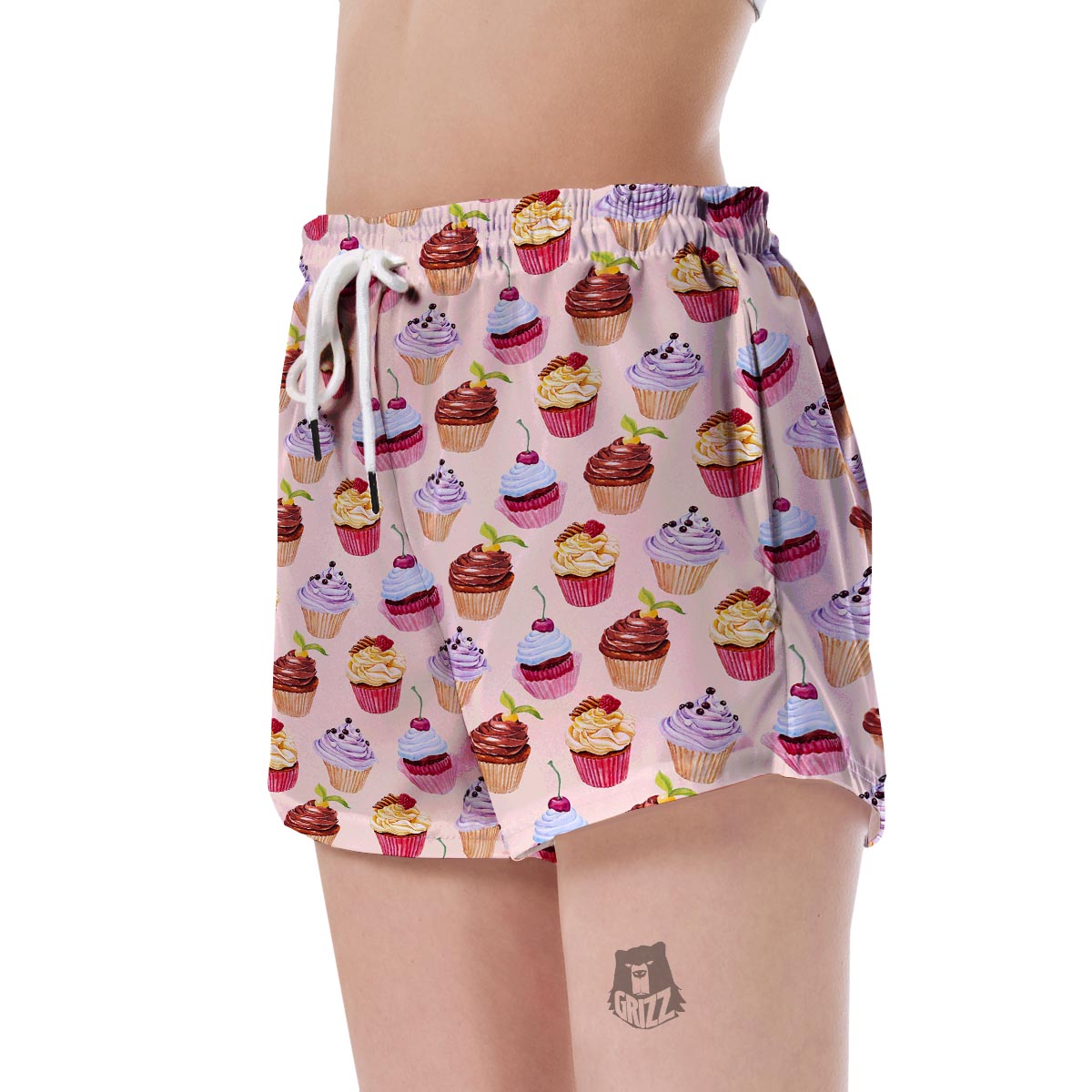 Cupcake Pink Pattern Print Women's Shorts-grizzshop