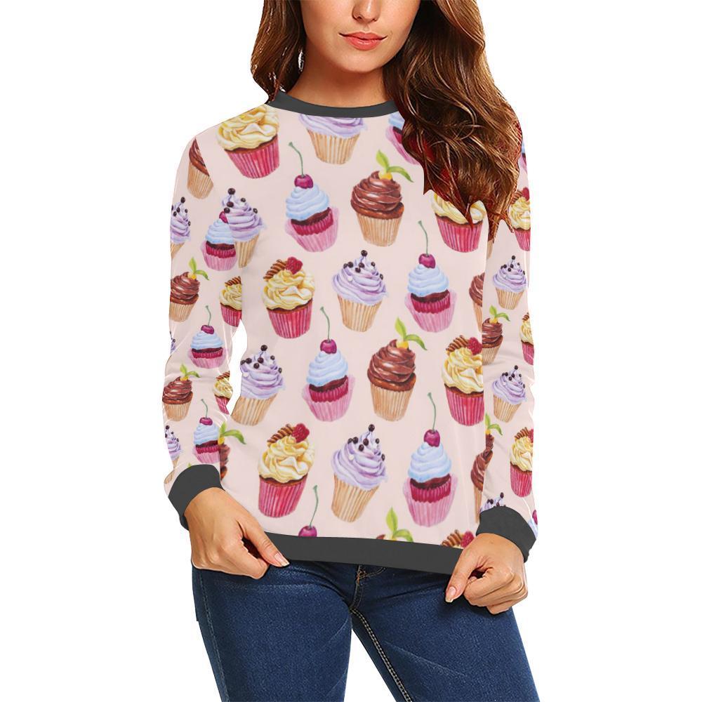 Cupcake Pink Pattern Print Women's Sweatshirt-grizzshop