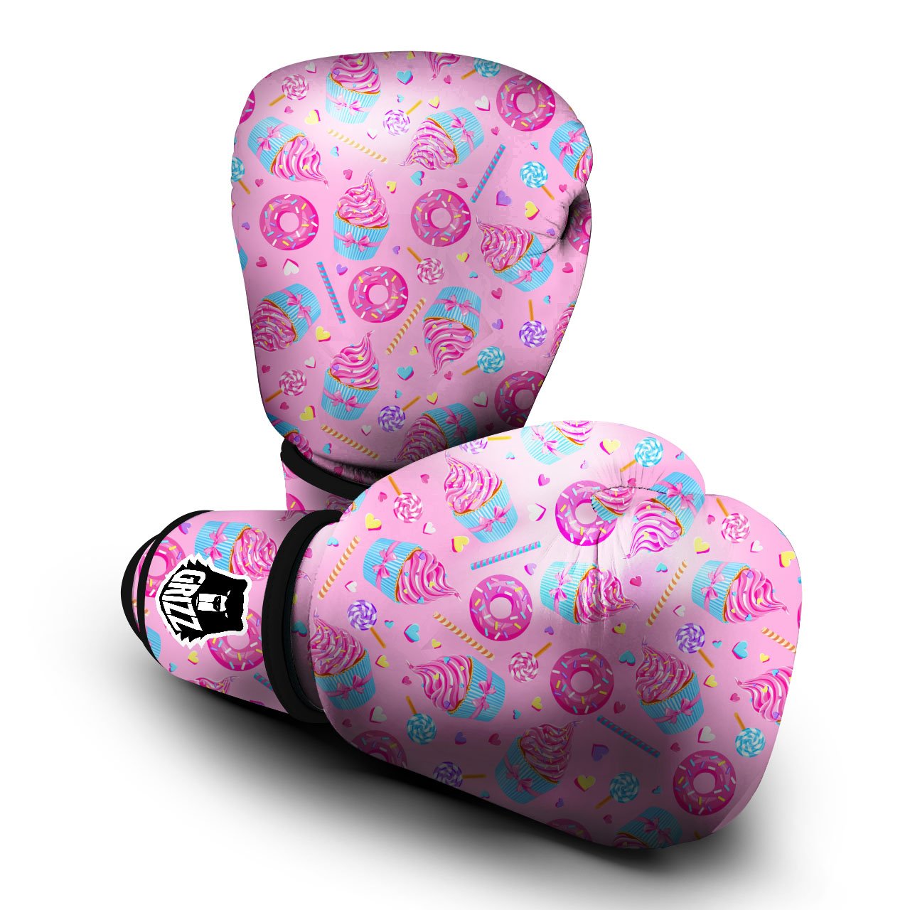 Cupcake Pink Print Pattern Boxing Gloves-grizzshop