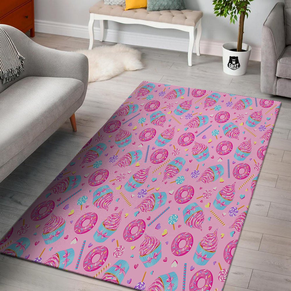 Cupcake Pink Print Pattern Floor Mat-grizzshop