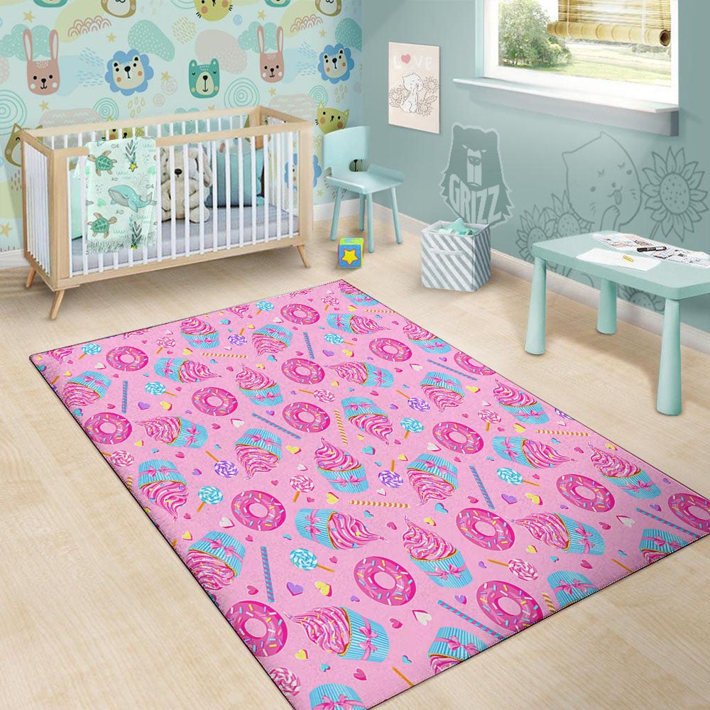 Cupcake Pink Print Pattern Floor Mat-grizzshop