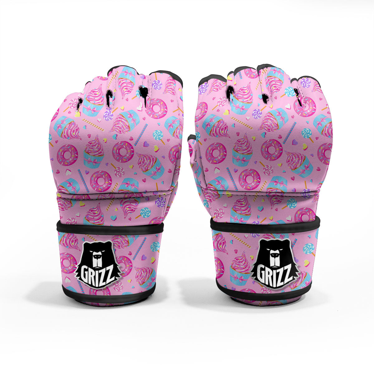 Cupcake Pink Print Pattern MMA Gloves-grizzshop