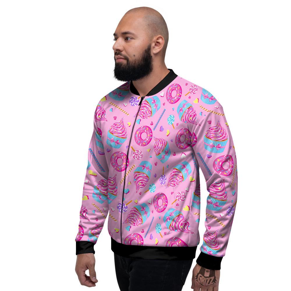 Cupcake Pink Print Pattern Men's Bomber Jacket-grizzshop