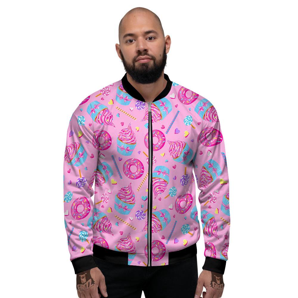 Cupcake Pink Print Pattern Men's Bomber Jacket-grizzshop