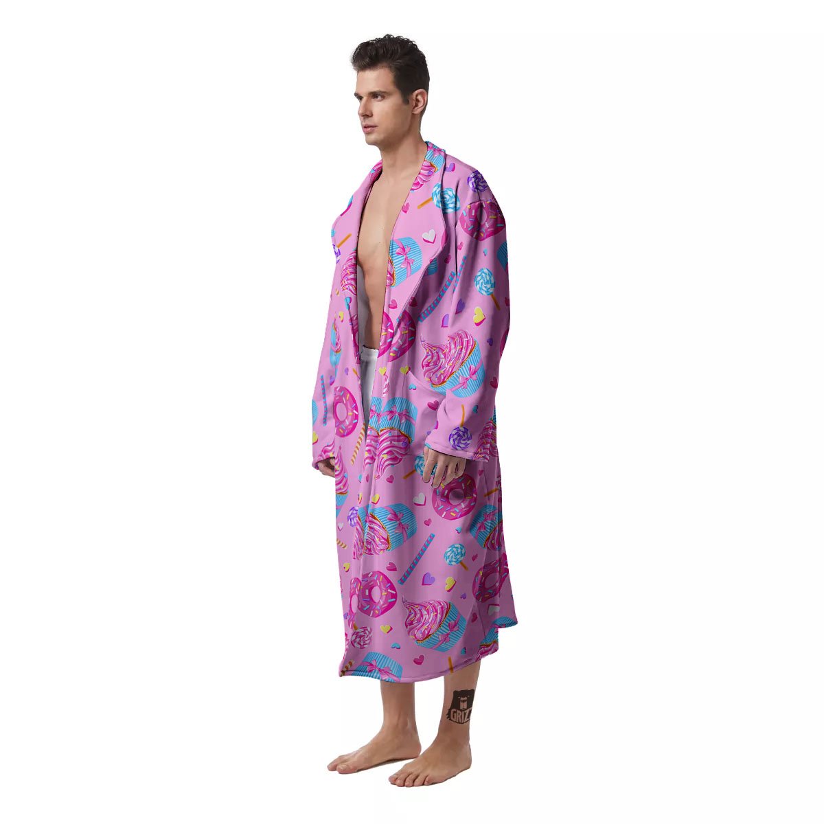 Cupcake Pink Print Pattern Men's Robe-grizzshop