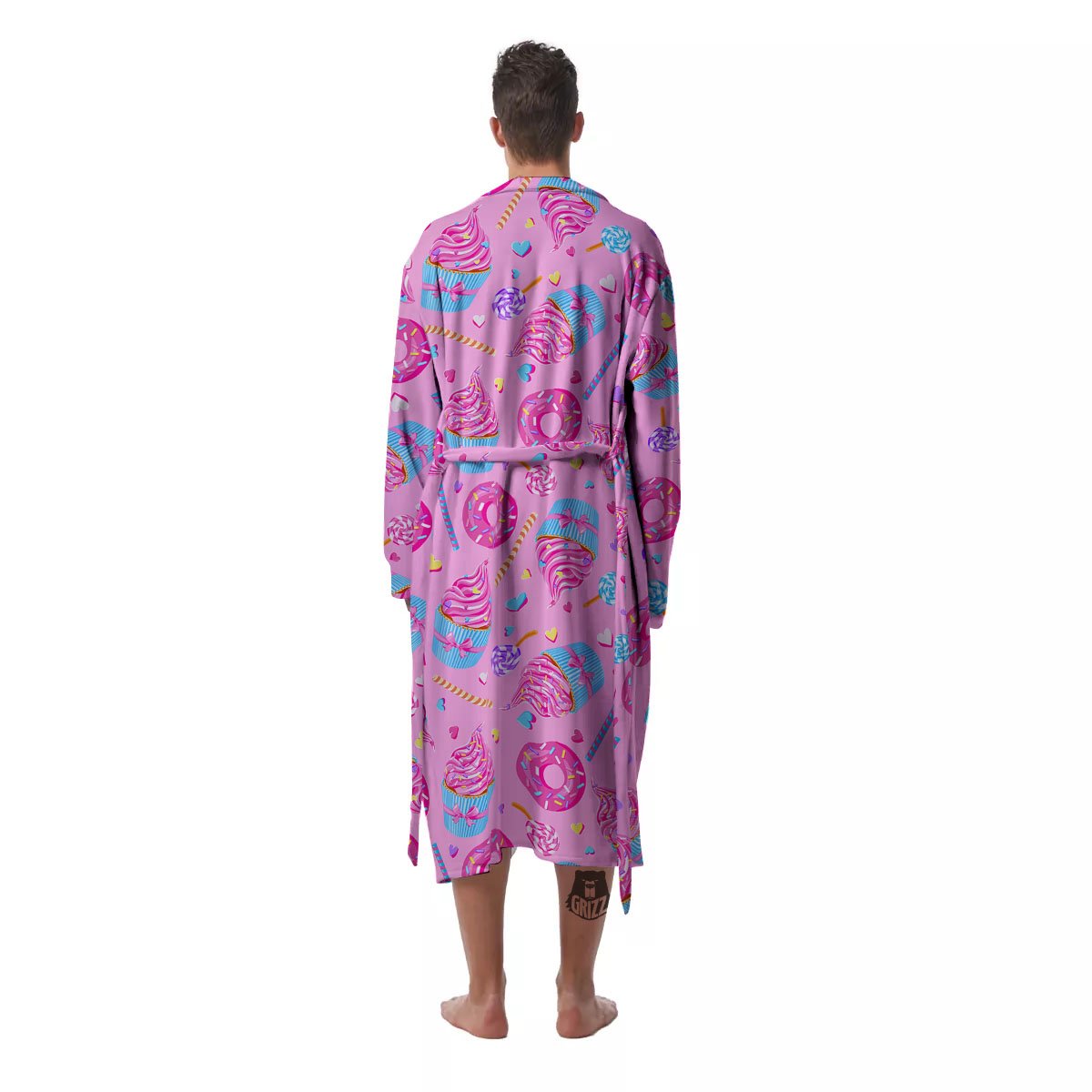 Cupcake Pink Print Pattern Men's Robe-grizzshop