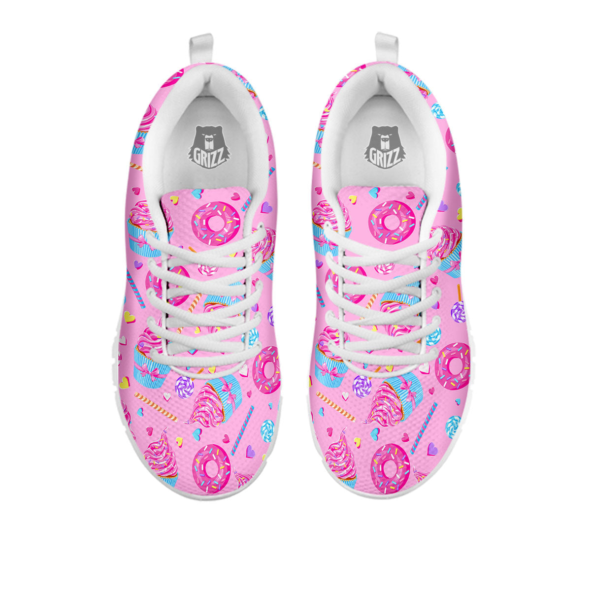 Cupcake Pink Print Pattern White Sneaker-grizzshop