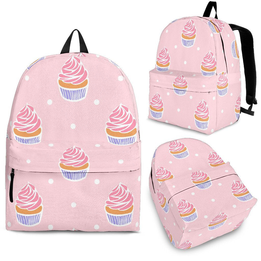 Cupcake Polka Dot Pattern Print Backpack-grizzshop