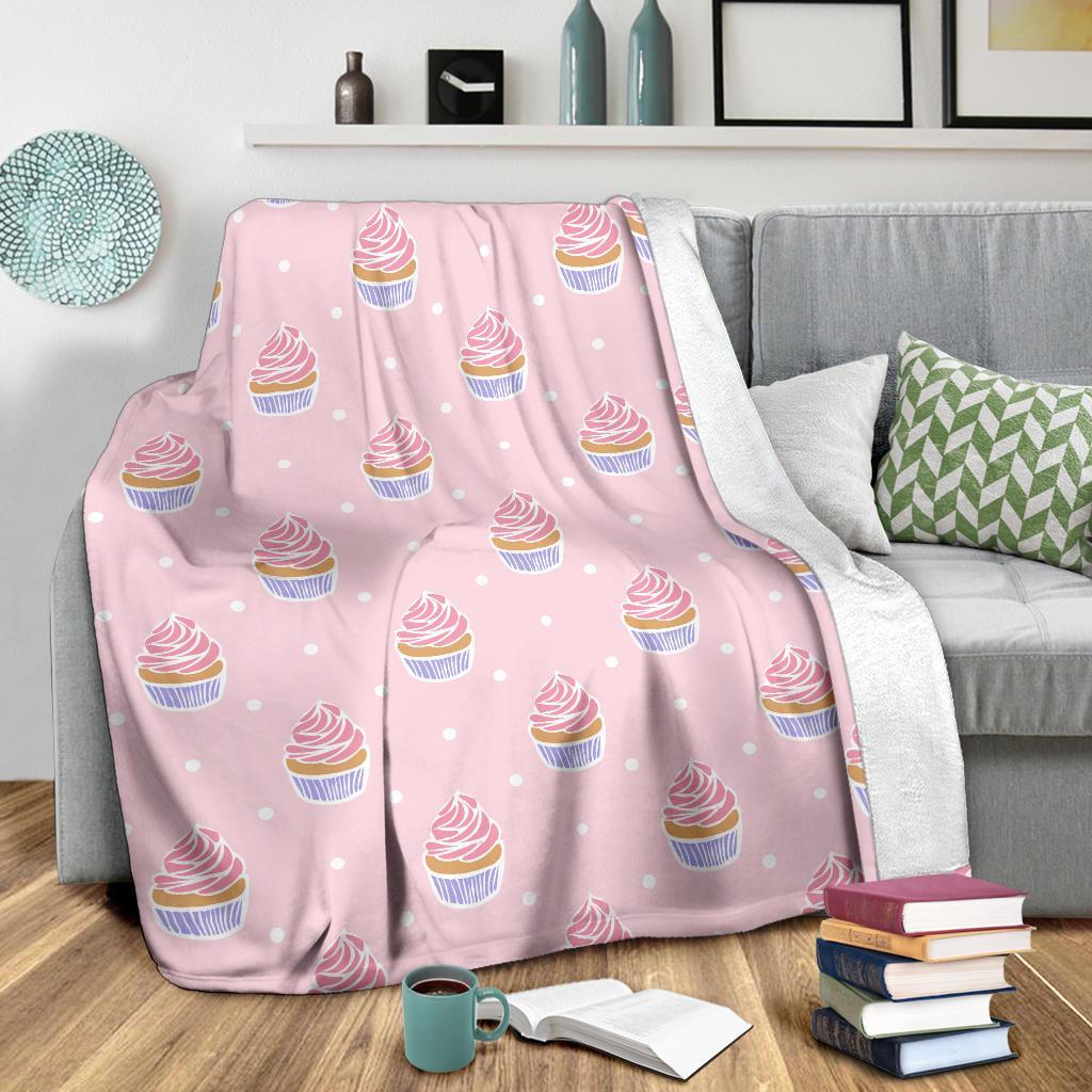 Cupcake Polka Dot Pattern Print Blanket-grizzshop